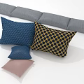 Decorative Throw Pillows with Blue Textured Pink Gray and Black Yellow Polka Dot Patterns