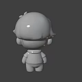 Game and Movie Chibi Character With Brown Hair Small Accessory White Shirt Front Back Views