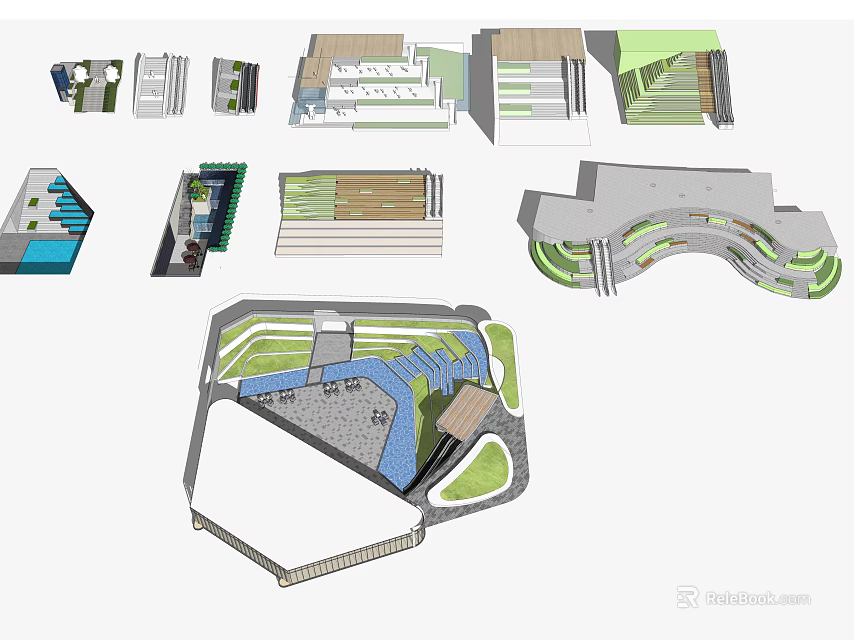 Stairs Design With Wooden Steps And Modern Architectural Structure Elements 3d model