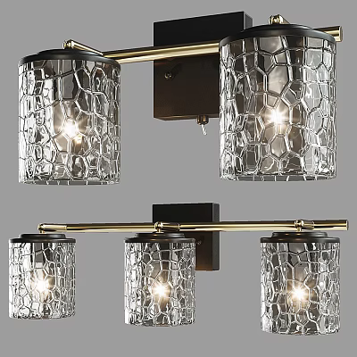 Contemporary Wall Sconce Featuring Textured Glass Shades And Brass Frame For Home Lighting 3d model