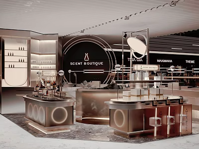 Modern Luxury Boutique Store Interior With Display Counters Lighting And Brand Signage 3d model