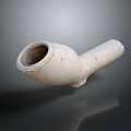 Ancient Hand Carved Ceramic Sculpture Pipe Shaped With White Textured Surface 3d model