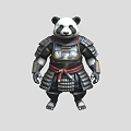 Fierce Panda Game Movie Character in Samurai Armor with Red Sash