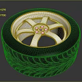 Car Tire With Black Tread And Silver Multi Spoke Rim Design 3d model