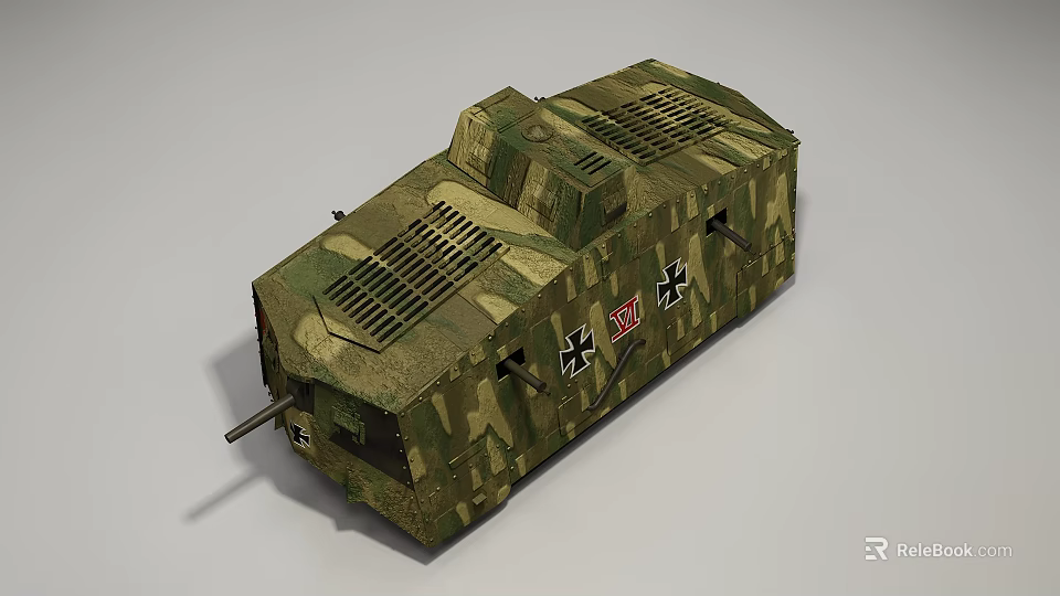 Military Functional Armored Vehicle With Camouflage Design And Cross Symbols 3d model 
