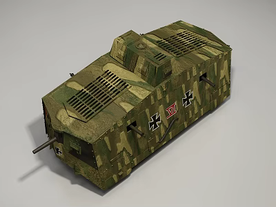 Military Functional Armored Vehicle With Camouflage Design And Cross Symbols 3d model