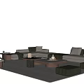 Elegant Modern Sofa and Coffee Table Set with Fabric Upholstery and Wooden Tabletop