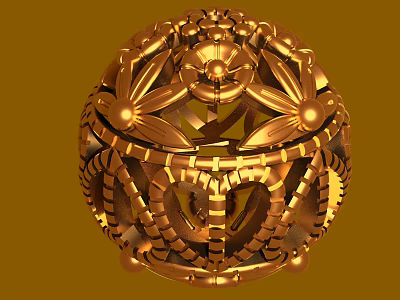 Ornate Golden Spherical Jewelry With Intricate Filigree Patterns And Decorative Details 3d model
