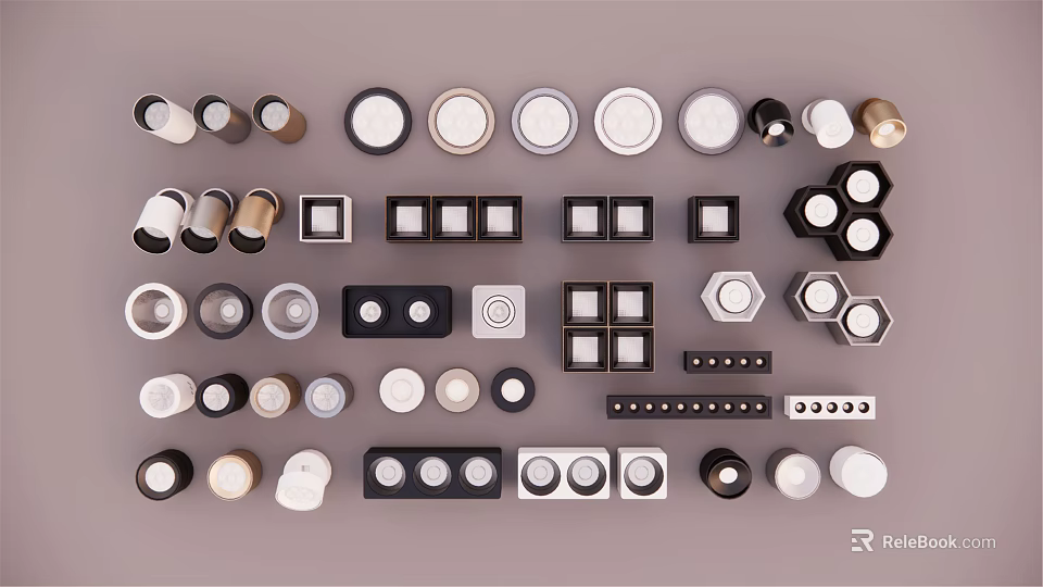 Various Designs of Downlights and Spotlights in Multiple Colors and Shapes for Home Lighting 3d model 