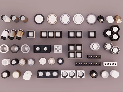 Various Designs of Downlights and Spotlights in Multiple Colors and Shapes for Home Lighting 3d model