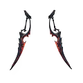 Bat Wing Shaped Black Weapon With Red Accents And Sharp Blades 3d model