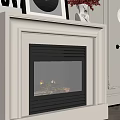 White Marble Fireplace With Decorative Frames Potted Plant And Warm Lighting 3d model