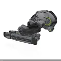 Futuristic Mechanical Robot Creature With Silver Black Body And Green Glowing Parts