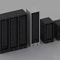 Multiple Black And White Computer Server Racks With Network Equipment For Data Center