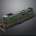 Green White Train Locomotive Model With Metal Body And Cab Windows