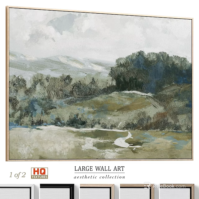 Large Wall Art With Natural Landscape Hills Trees And Grass For Home Decor 3d model 