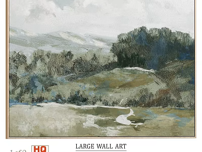 Large Wall Art With Natural Landscape Hills Trees And Grass For Home Decor 3d model