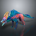 Colorful Fantasy Creature Character With Horns Spiked Back And Sharp Fangs 3d model