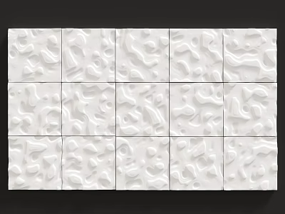 White Textured Tile Background Wall with Neatly Arranged Wavy Decorative Pattern 3d model