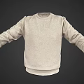 Casual Long Sleeve Beige Sweater With Round Neck And Relaxed Fit