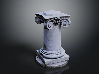 Classical Style Stone Column Featuring Voluted Capital and Ornate Base Design 3d model