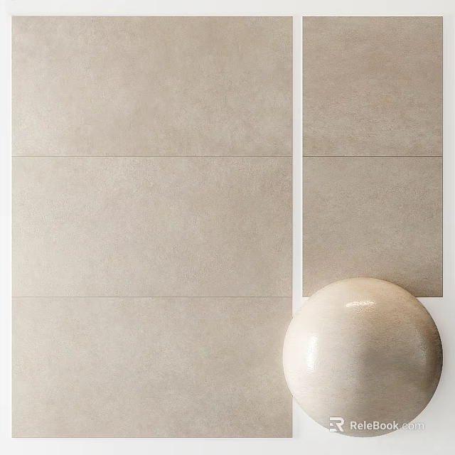 Beige Wall Tile Interior Design With Smooth Surface And Round Decorative Ball 3d model