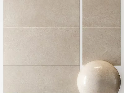 Beige Wall Tile Interior Design With Smooth Surface And Round Decorative Ball 3d model