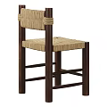 Minimalist Single Chair With Dark Wooden Frame And Woven Rope Seat Design