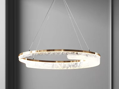 Modern Circular Ring Chandelier With Brushed Brass Frame And Crystal Accents For Interior Space 3d model