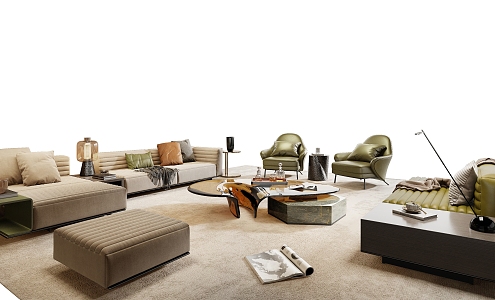 Minotti miloti living room sofa combination 3d model