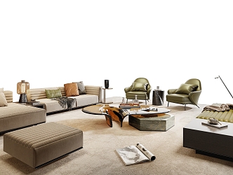 Minotti miloti living room sofa combination 3d model