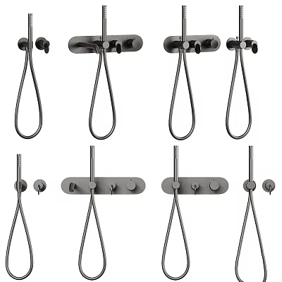 Modern Wall Mounted Faucet Designs With Handheld Sprayer And Stainless Steel Finish 3d model