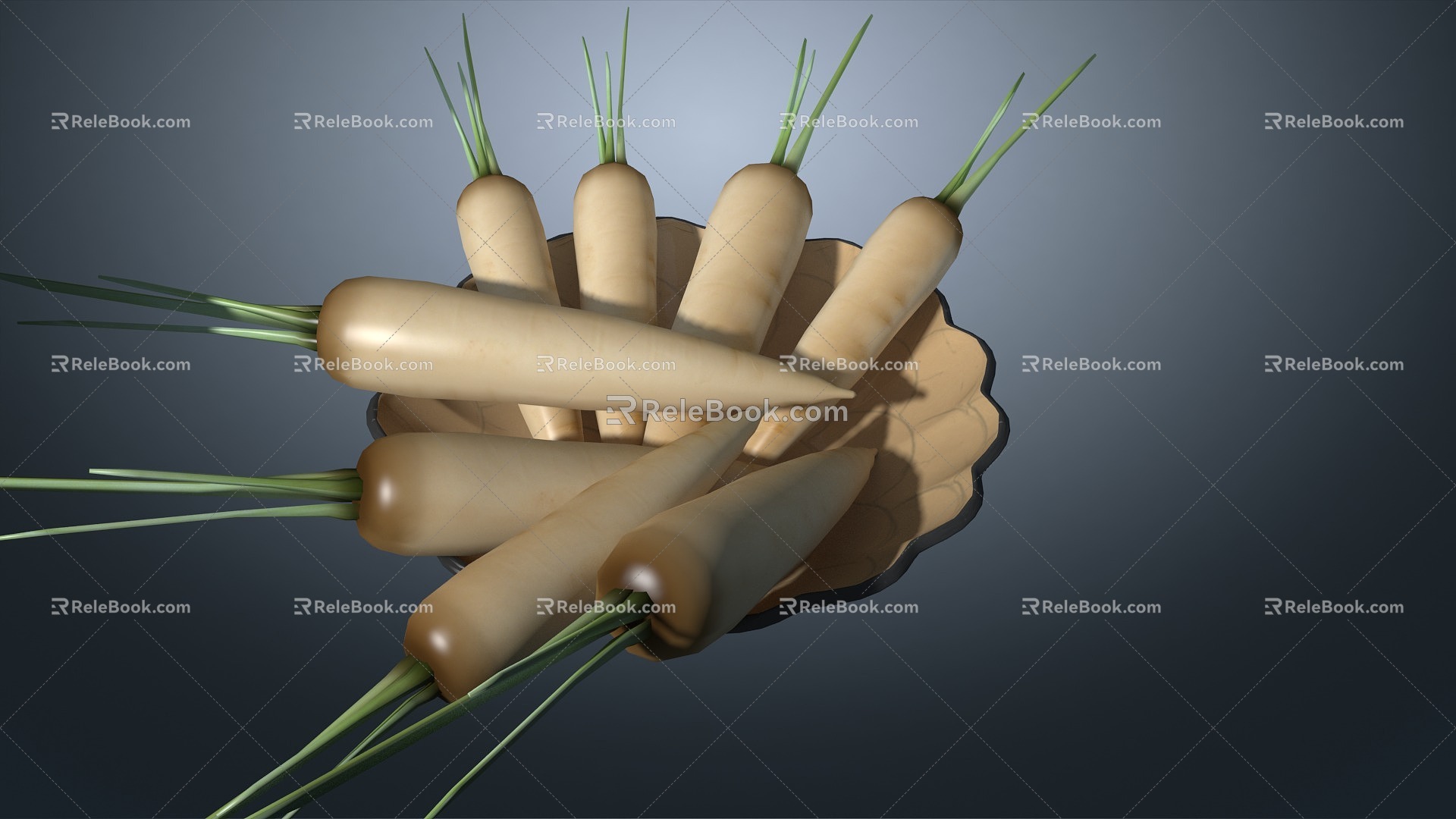 radish white radish vegetable 3d model