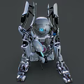 Futuristic Robot Dog With Silver Metallic Body And Blue Glowing Eyes