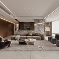 Modern Living Room Interior With Neutral Sofa Accent Chair And Rug