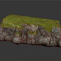 Green Moss Covered Natural Stone Rock with Gray Textured Surface and Reflective Base