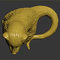 Golden Weasel Like Animal Statue In Standing Posture On Dark Reflective Surface