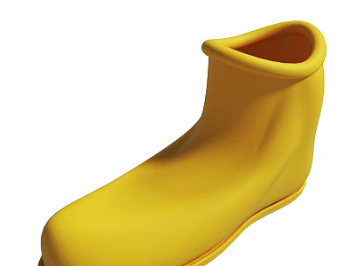Vibrant Yellow Rubber Rain Boots With Smooth Surface And Classic Design 3d model