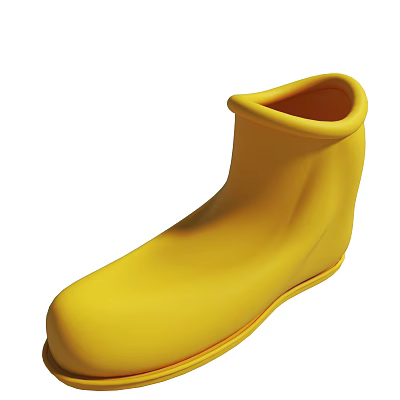 Vibrant Yellow Rubber Rain Boots With Smooth Surface And Classic Design 3d model