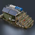 Sustainable Garden Landscape with Solar Panels Water Tank and Multi Level Planting Beds