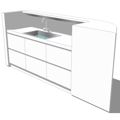Modern Bar Counter Design With Sleek Countertop Sink And White Cabinets 3d model