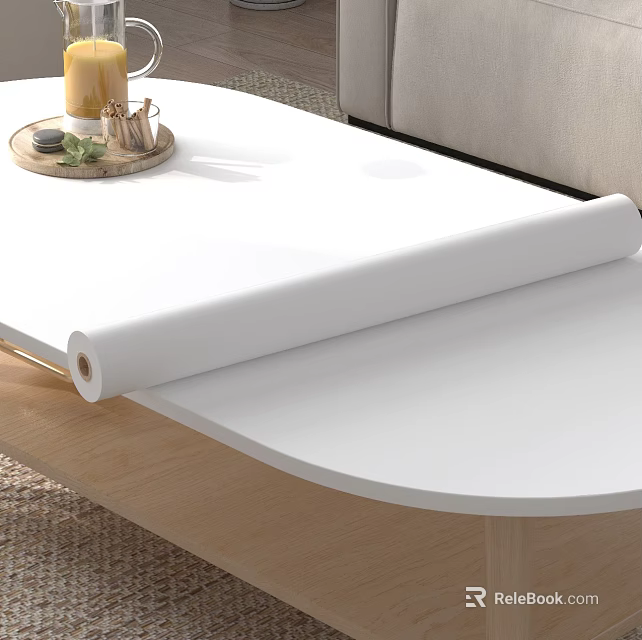 Simple Modern Tea Table And Chairs With White Desktop And Wooden Structure Design 3d model