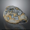 Natural Stone Decorative Piece With Unique Gray Orange Blue Color Patterns And Rough Texture