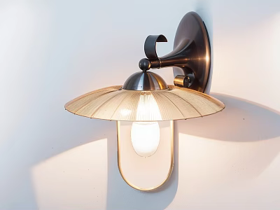 Modern Decorative Wall Light With Metal Base And Glass Shade On White Wall 3d model