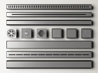 Durable Metal Building Components Featuring Vent Grilles Strip Panels And Square Covers 3d model