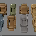 Massage Chairs In Assorted Colors And Multiple Designs With Comfortable Footrests 3d model