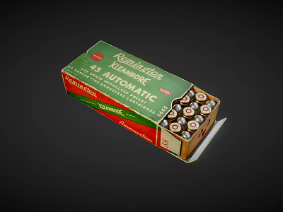Vintage Kleanbore 45 Automatic Cartridge Box Open With Ammunition Rounds 3d model