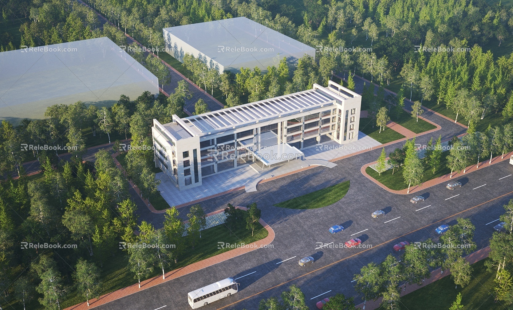 Aerial view of office building 3d model