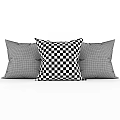 Decorative Throw Pillows with Black White Geometric and Colorful Floral Patterns