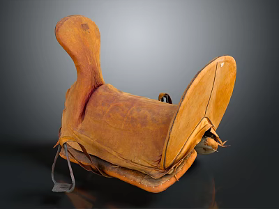 Vintage Brown Leather Saddle Sports Equipment With Classic Straps For Equestrian Riding 3d model